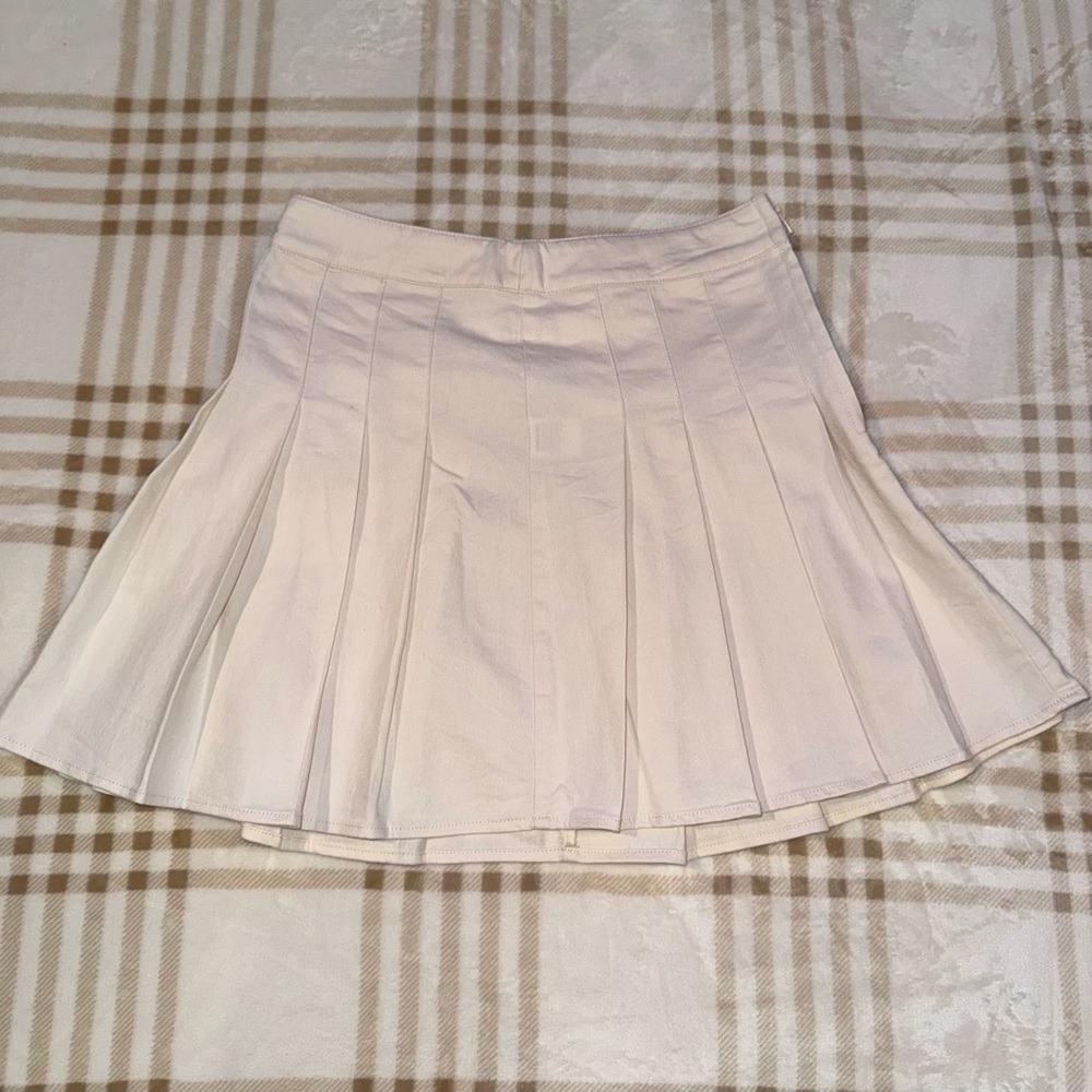 Altar'd State Cream Pleated Mini Skirt Off White Preppy Tennis Skirt